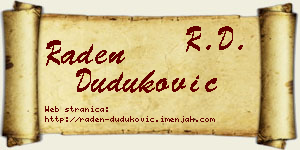Raden Duduković vizit kartica